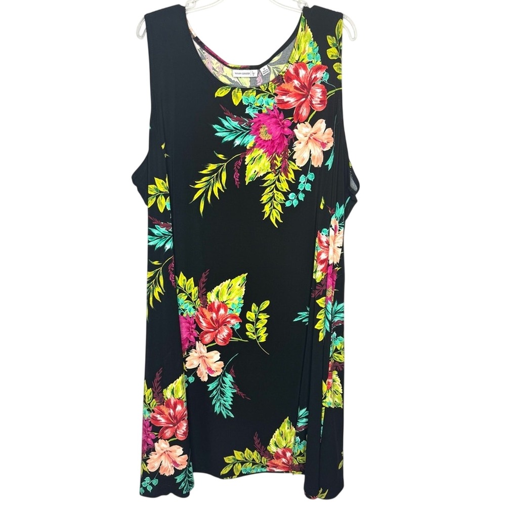 Susan Graver Liquid Knit Floral‎ Sleeveless Sundress 3X Vacation Beach Tropical